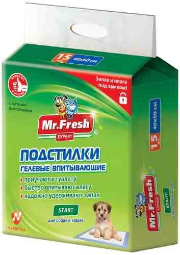 Подстилки для животных Mr.Fresh Start Expert гелевые впитывающие 40*60см 15шт арт. 1192209