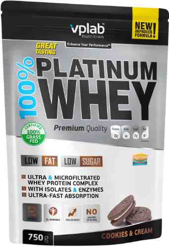 Протеин Vplab 100% Platinum Whey Сливочное печенье 750г арт. 976494