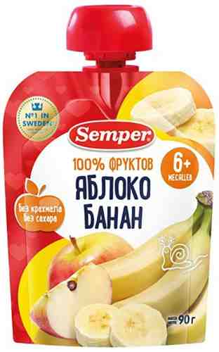 Пюре Semper Яблоко банан с 6 месяцев 90г арт. 392354
