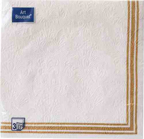 Салфетки бумажные Art Bouquet Барокко Золотая рамка 3 слоя 33*33см 16шт арт. 1051849