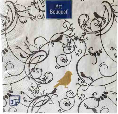 Салфетки бумажные Art Bouquet Золотая птичка 3 слоя 33*33см 20шт арт. 1051835