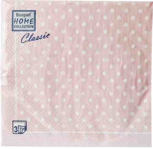 Салфетки бумажные Bouquet Home collection Classic Розовая скатерть в горошек 3 слоя 33*33см 20шт арт. 1051858