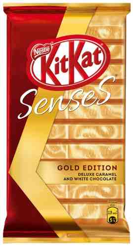 Шоколад KitKat Senses Gold Edition Deluxe Caramel и белый молочный шоколад с хрустящей вафлей 112г арт. 712687