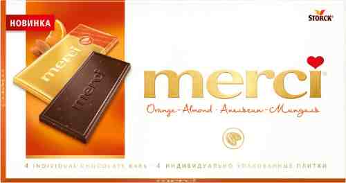 Шоколад Merci Горький Апельсин - Миндаль 100г арт. 953532