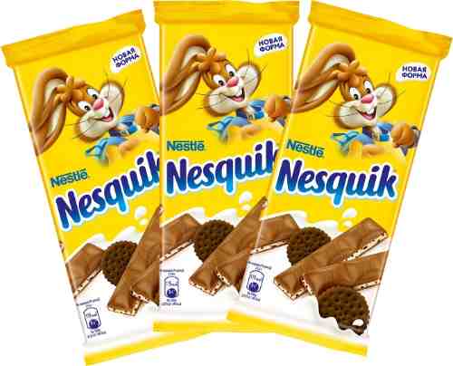 Шоколад Nesquik Молочный с молочной начинкой и какао-печеньем 87г (упаковка 3 шт.) арт. 1062620pack
