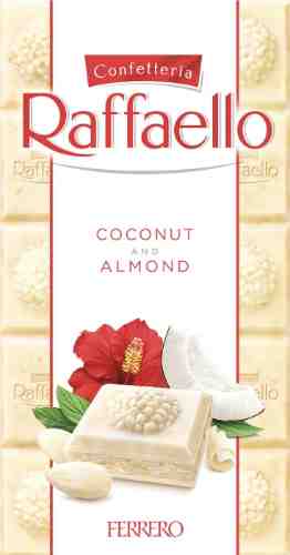 Шоколад Raffaello Белый с кокосовой стружкой и орехом миндаля 90г арт. 1109565