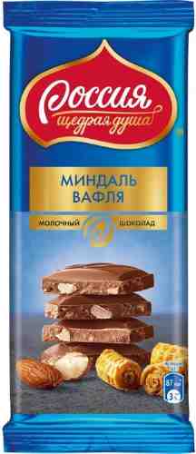 Шоколад Россия - щедрая душа молочный с миндалем и вафлей 82г арт. 1041673