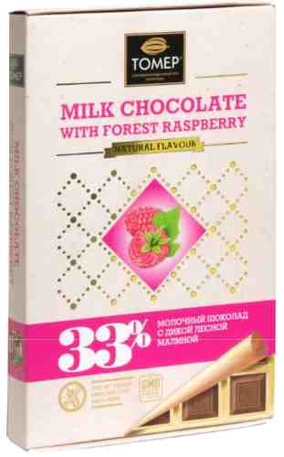 Шоколад Tomer молочный с дикой лесной малиной 33% 90г арт. 1131913