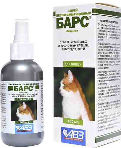 Спрей для кошек Барс инсектоакарицидный 100мл арт. 1078445