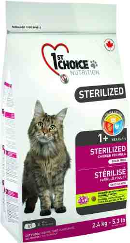 Сухой корм для кошек 1st Choice Sterilized Курица с бататом 2.4кг арт. 1075740