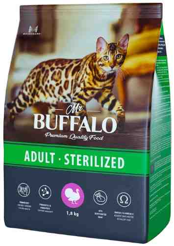 Сухой корм для кошек Mr.Buffalo Sterilized с индейкой 1.8кг арт. 1204948