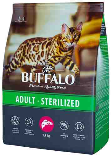 Сухой корм для кошек Mr.Buffalo Sterilized с лососем 1.8кг арт. 1204951