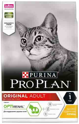 Сухой корм для кошек Pro Plan Optirenal Original Adult с курицей 3кг арт. 860425