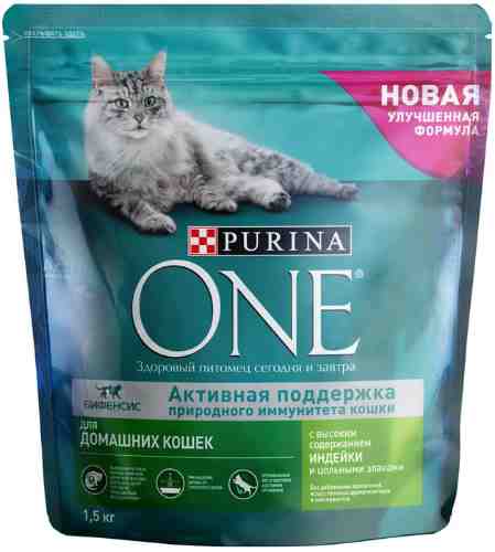 Сухой корм для кошек Purina ONE с индейкой и цельными злаками 1.5кг арт. 311941