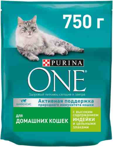 Сухой корм для кошек Purina ONE с индейкой и цельными злаками 750г арт. 317991