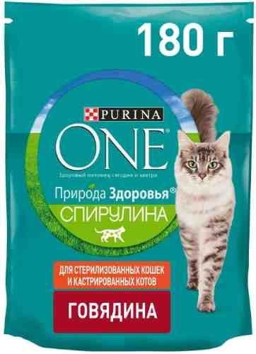 Сухой корм для кошек Purina ONE с высоким содержаниемговядины 180г арт. 678486
