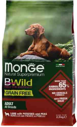 Сухой корм для собак Monge Dog BWild Grain Free беззерновой из мяса ягненка с картофелем 2.5кг арт. 1136752