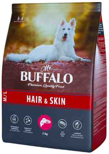 Сухой корм для собак Mr.Buffalo Hair&Skin с лососем 2кг арт. 1204969