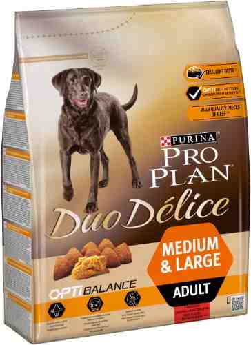 Сухой корм для собак Pro Plan Duo Delice Medium&Large Adult для средних и крупных пород с говядиной 2.5кг арт. 860707