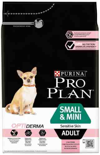 Сухой корм для собак Pro Plan Optiderma Small&Mini Adult Sensitive Skin для мелких пород для здоровья кожи и шерсти с ло арт. 860321