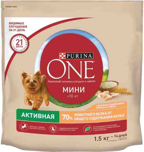 Сухой корм для собак Purina ONE с курицей и рисом 1.5кг арт. 515446