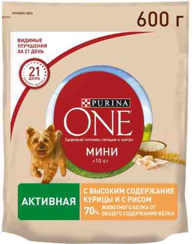 Сухой корм для собак Purina ONE с курицей и рисом 600г (упаковка 2 шт.) арт. 311940pack