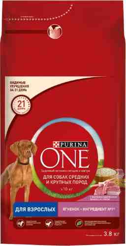 Сухой корм для собак Purina ONE с ягненком и рисом 3.8кг арт. 1079778