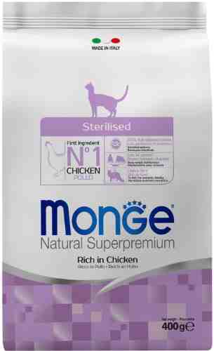 Сухой корм для стерилизованных кошек Monge Cat Sterilised с курицей 400г арт. 1048500