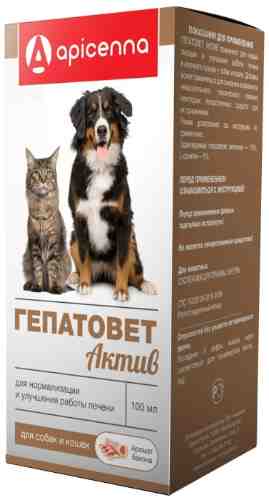 Суспензия Apicenna Гепатовет Актив для собак и кошек 100мл арт. 1198383