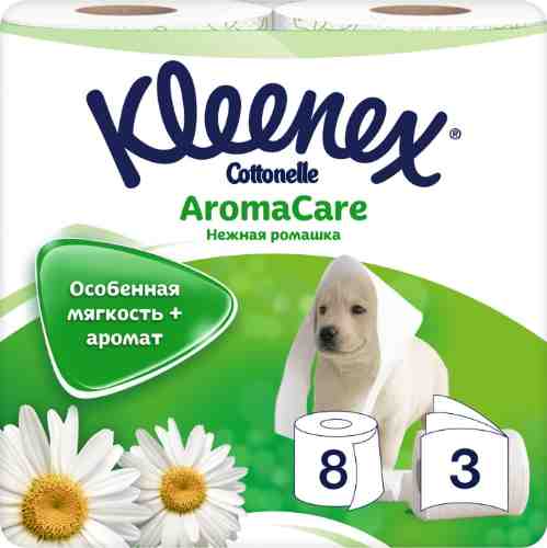 Туалетная бумага Kleenex Aroma Care Нежная ромашка 8 рулонов 3 слоя арт. 377384