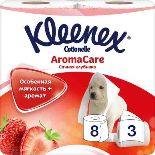 Туалетная бумага Kleenex Aroma Care Сочная Клубника 8 рулонов 3 слоя арт. 635949