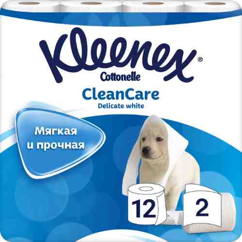 Туалетная бумага Kleenex Clean Care Delicate white 12 рулонов 2 слоя арт. 377200