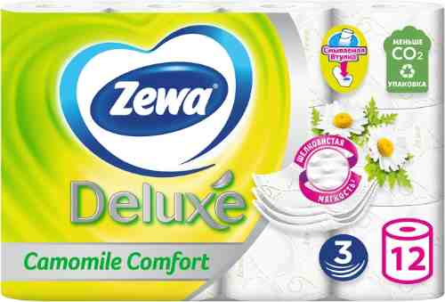 Туалетная бумага Zewa Deluxe Camomile Comfort 12 рулонов 3 слоя арт. 453930
