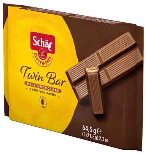 Вафли Schar Twin Bar в молочном шоколаде без глютена 64.5г арт. 481622