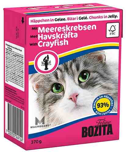 Влажный корм для кошек Bozita Crayfish кусочки в желе с лангустами 370г арт. 871353