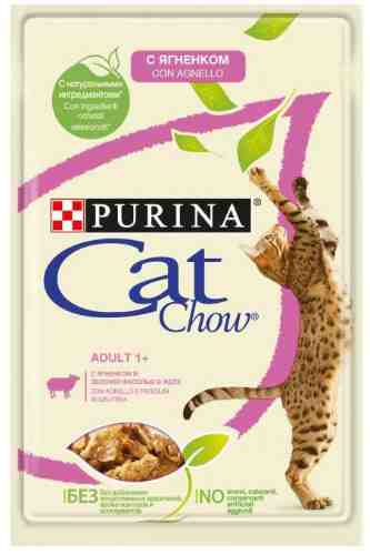 Влажный корм для кошек Cat Chow с ягненком и зеленой фасолью в желе 85г арт. 694421