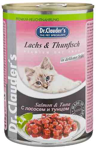 Влажный корм для кошек Dr.Clauders с лососем и тунцом 415г (упаковка 12 шт.) арт. 1190557pack