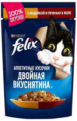 Влажный корм для кошек Felix с индейкой и печенью 85г арт. 317122