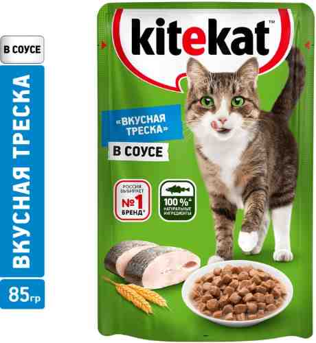 Влажный корм для кошек Kitekat с сочными кусочками рыбы в соусе 85г арт. 312973