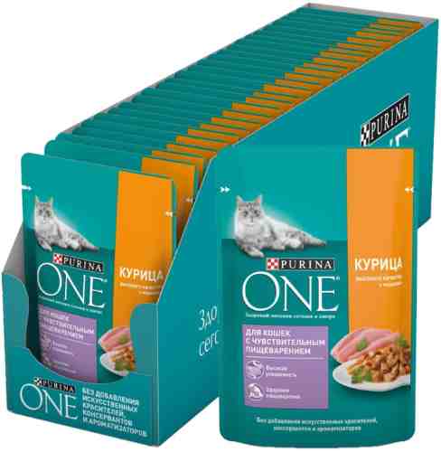 Влажный корм для кошек Purina ONE с курицей и морковью 75г (упаковка 26 шт.) арт. 874024pack