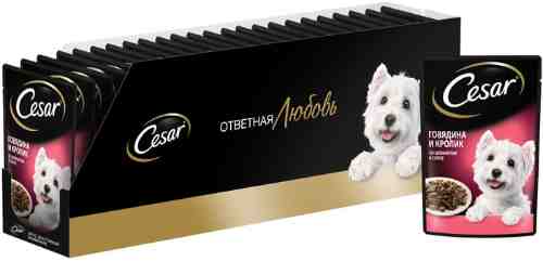 Влажный корм для собак Cesar с говядиной кроликом и шпинатом в соусе 85г (упаковка 28 шт.) арт. 988477pack