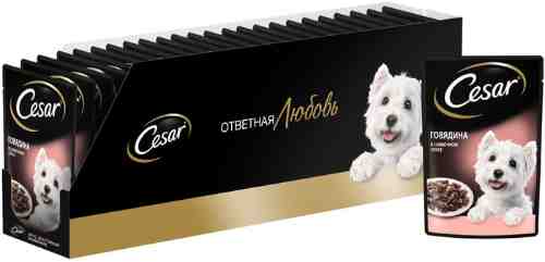 Влажный корм для собак Cesar с говядиной в сливочном соусе 85г (упаковка 28 шт.) арт. 990957pack