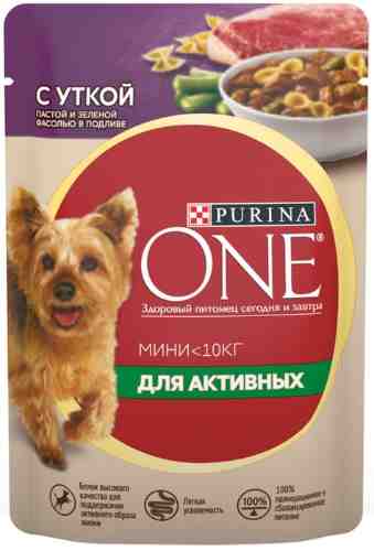 Влажный корм для собак Purina ONE с уткой пастой и зеленой фасолью 85г арт. 956525