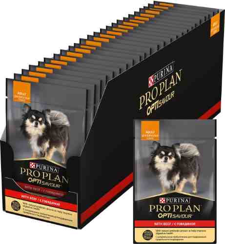 Влажный корм для собак Purina Pro Plan OptiSavour с говядиной 85г (упаковка 26 шт.) арт. 1204993pack