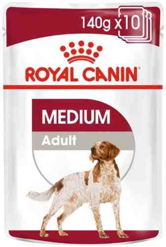 Влажный корм для собак Royal Canin Adult Medium для средних пород кусочки в соусе 140г (упаковка 10 шт.) арт. 860210pack