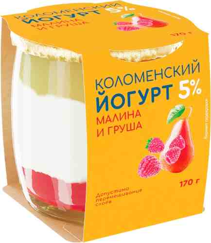Йогурт Коломенский Малина груша 5% 170г арт. 1181534