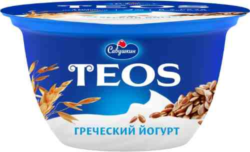 Йогурт Савушкин Греческий Teos Злаки с клетчаткой льна 2% 140г арт. 373268