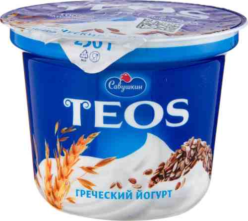 Йогурт Савушкин Греческий Teos Злаки с клетчаткой льна 2% 250г арт. 553178