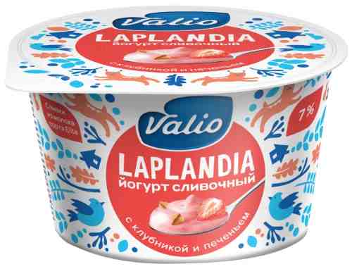 Йогурт Valio Laplandia Сливочный с Клубникой и кусочками печенья 7% 180г арт. 997674
