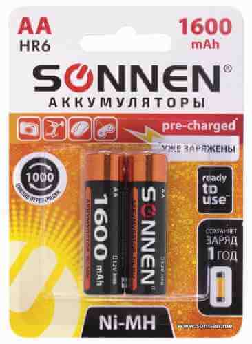Батарейки аккумуляторные Sonnen АА HR6 Ni-Mh 2шт арт. 1194551